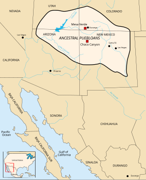 A color map of Ancestral Puebloan boundaries