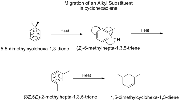 alkyl shift on cyclohexadiene