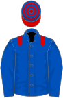 Royal blue, red epaulets, red and royal blue hooped cap