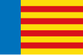 Bandera de la Comunidad Valenciana en versión simplificada, usada en algunas representaciones de pequeño tamaño