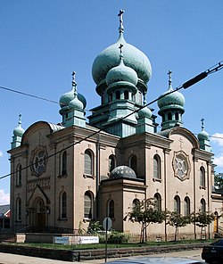 The historic St. Theodosius Russian Orthodox Cathedral on Starkweather Ave.