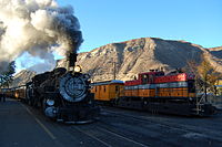 K-36 steam locomotive #486 getting ready for departure from Durango on October 25, 2012.