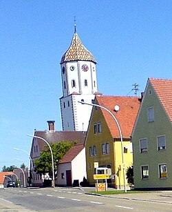 Leaning tower of the Church of Saints Peter and Paul