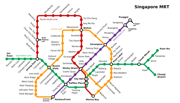 新加坡地铁及轻轨系统的路线图（2011年10月）