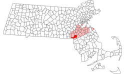 Location in Norfolk County in Massachusetts