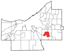 Location of Bedford in Cuyahoga County