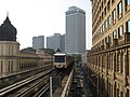 An Adtranz-Walkers EMU trainset approaching Masjid Jamek LRT station from Bandaraya LRT station.