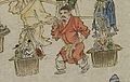 A community in Yuan dynasty; some of the hats and clothing of these figures appear to be Mongol-style; from the painting Street Scenes in Times of Peace (Chinese: 太平風會圖), Yuan dynasty 14th century.[27]