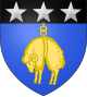 Shield with three white stars on black background at the top, below a suspended fleece on light-blue background; Above the shield, a helmet with leaves above and behind, a small owl on top; To the left and right, two large owls wearing golden ducal coronets, perched on a scroll below the shield reading "PRO LEGE ET REGE".