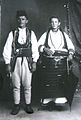 Couple of Demir Hisar, dressed in folklore costume, photographed in the studio of the brothers Manaki in Bitola, 1916