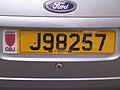 Car registration rear plate of Jersey