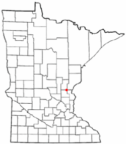 Location of the city of Braham within Isanti and Kanabec Counties in the state of Minnesota