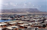 San Juan de Marcona. Vista del sindicato de Obreros, al fondo Estadio Municipal de Marcona