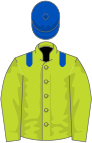 Lime green, royal blue epaulets and cap