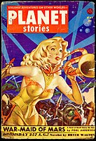 Anderson's novella War-Maid of Mars took the cover of the May 1952 issue of Planet Stories