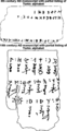 Oldest known Turkic alphabet listings, Rjukoku and Toyok manuscripts. Toyok manuscript transliterates Turkic alphabet into Uyghur alphabet. Per I.L.Kyzlasov, "Runic Scripts of Eurasian Steppes", Moscow, Eastern Literature, 1994, ISBN 5-02-017741-5.