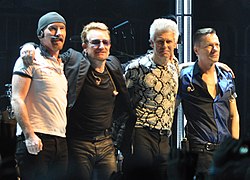 U2 at the end of a 2015 show.