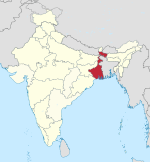 Map of West Bengal State in Republic of India