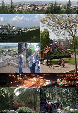 From left to right: View from the West, view from the South, Tel Yokneam, Green Day, Yokneam City Park, Yokneam High-Tech Park at night, Metri Park, Nahal Shofet