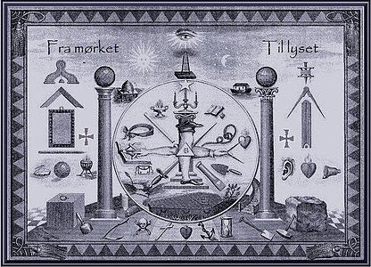 Рисунок с набором символики, используемой в Шведском уставе. Надпись на рисунке: «От тьмы к свету»