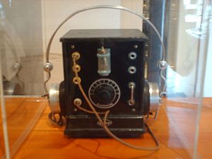 Swedish "box" crystal radio with earphones, c. 1925