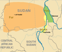 Shilluk Kingdom (yellow) and its neighbors, c. 1800