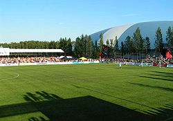 The Tapiola football stadium in 2007. The Esport Arena can be seen in the background.