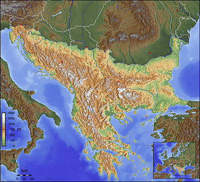 Mapa de localización de Balcanes