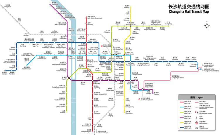 长沙地铁运营图（截止2022年6月），含长沙磁浮快线