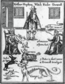 An English manual on witch-hunting (1647), showing a witch with her familiar spirits