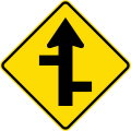 (W2-8) Staggered side road intersection, first from right