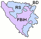 Bosnia and Herzegovina comprises the Federation of Bosnia and Herzegovina (FBiH), Republika Srpska (RS), and Brčko District (BD).