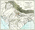 A 1912 map of the Great Uprising of 1857 showing the centres of rebellion including: Meerut, Delhi, Cawnpore (Kanpur), Lucknow, Jhansi, and Gwalior