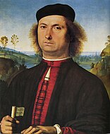 皮埃特羅·佩魯吉諾的《弗朗切斯科·德爾·奧佩雷肖像（英语：Portrait of Francesco delle Opere）》，52 × 44 cm，約繪於1494年，1833年始藏[48]