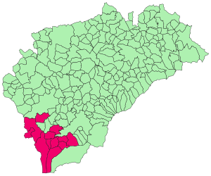 Localización aproximada del sexmo de San Martín en la actual provincia de Segovia