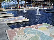 Fountains in front of Swan Bells