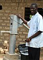 A rural handpump in Liberia.