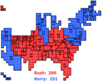 Cartogram where each square represents one electoral vote.