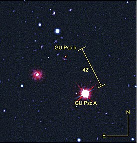 Изображение GU Рыбы и GU Рыбы b, полученное телескопом CFHT