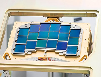 Roman's Wide Field Instrument focal plane Engineering Test Unit, containing 18 non-flight H4RG-10 detectors from Teledyne