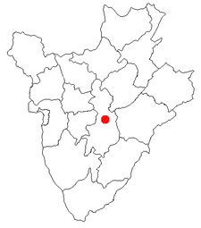 Location of Gitega in Burundi