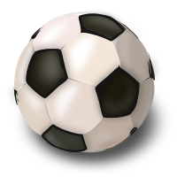 A white football with black pentagons