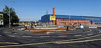 Roundabout under construction in Ystad, Sweden, in 2017