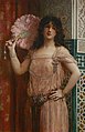 An Oriental Beauty Holding a Pink Fan by Léon Comerre