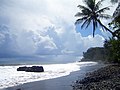 Black sand beach in Tahiti