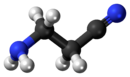 Ball-and-stick model of the aminopropionitrile molecule