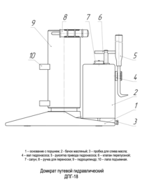 Обозначение узлов на схеме домкрата ДПГ-18