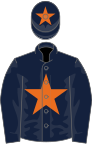 Dark blue, orange star and star on cap