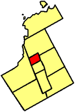 The map shows Newmarket's position in relation to York Region. The red area represents Town of Newmarket