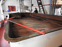 Classic lambic fermenter at De Dolle Brewery in Esen, Belgium